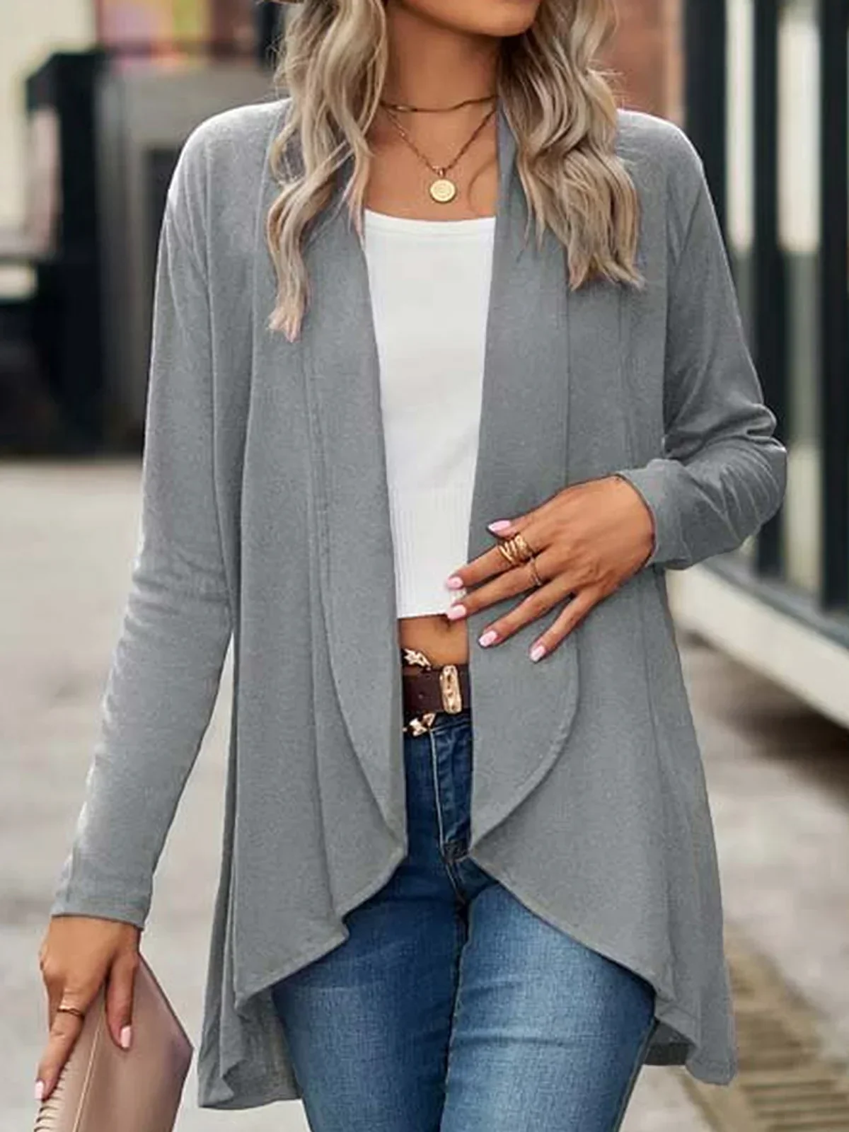 Dames Casual Basic Vest Cardigan – Lange mouwen, voor dagelijks gebruik - Image 3