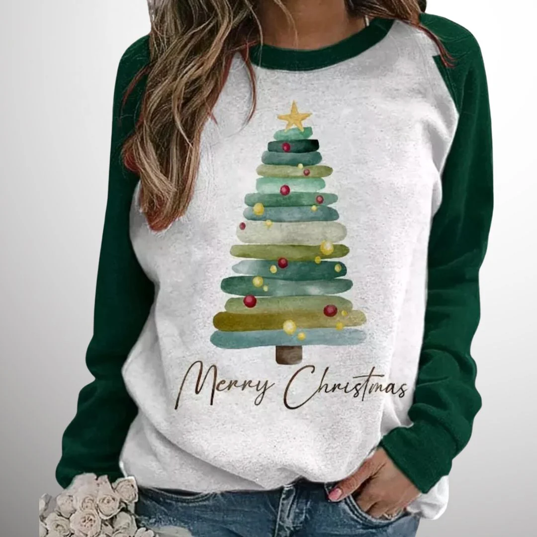Dames Gebreide Kersttrui – Effen, Feestelijk voor de Winter - Image 2