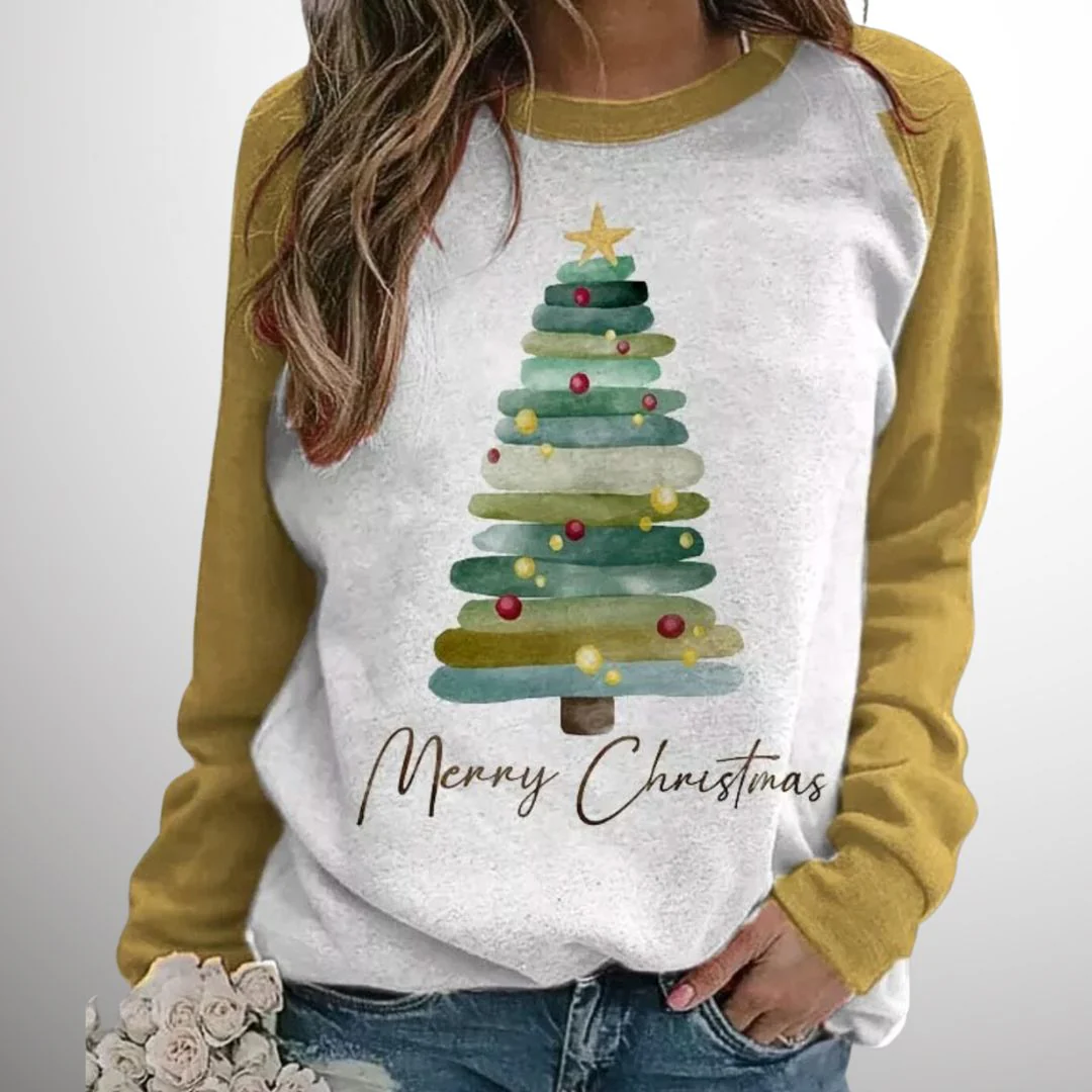 Dames Gebreide Kersttrui – Effen, Feestelijk voor de Winter - Image 3