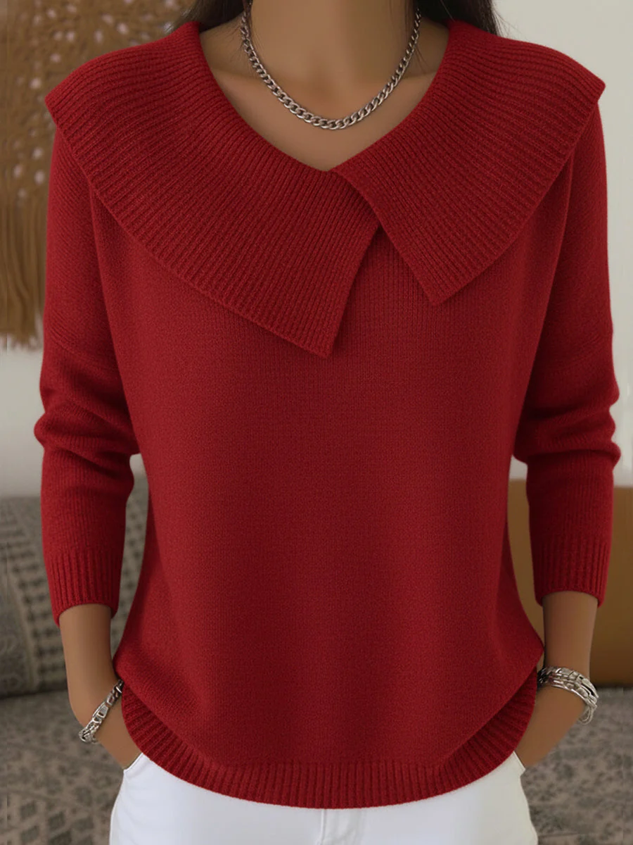 Dames Gebreide Trui – Warm, Zachte Kraag, Casual voor Herfst en Winter