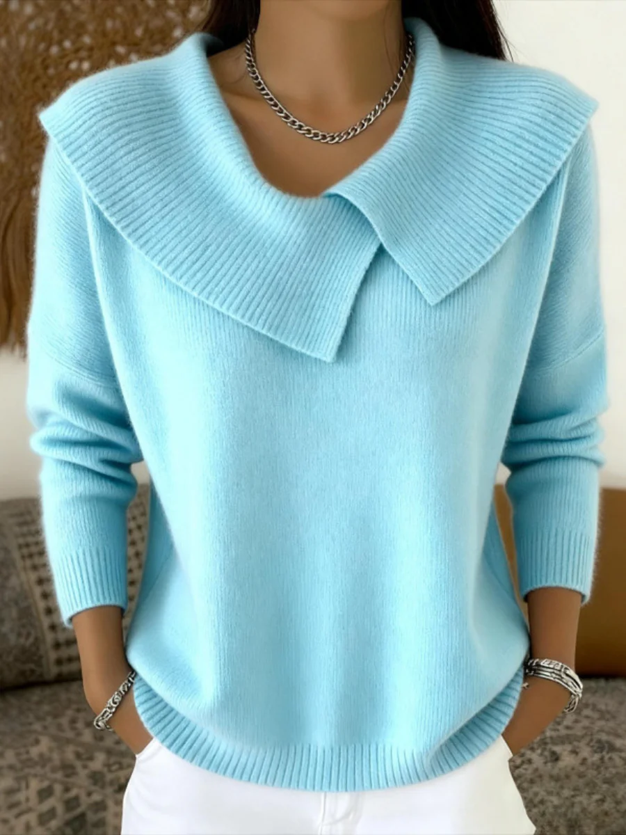Dames Gebreide Trui – Warm, Zachte Kraag, Casual voor Herfst en Winter - Image 4