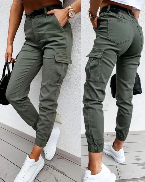 Dames Hoge Taille Cargo Broek – Met Cargozakken, Casual Streetwear