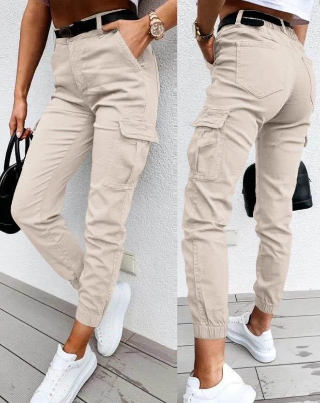 Dames Hoge Taille Cargo Broek – Met Cargozakken, Casual Streetwear - Image 2