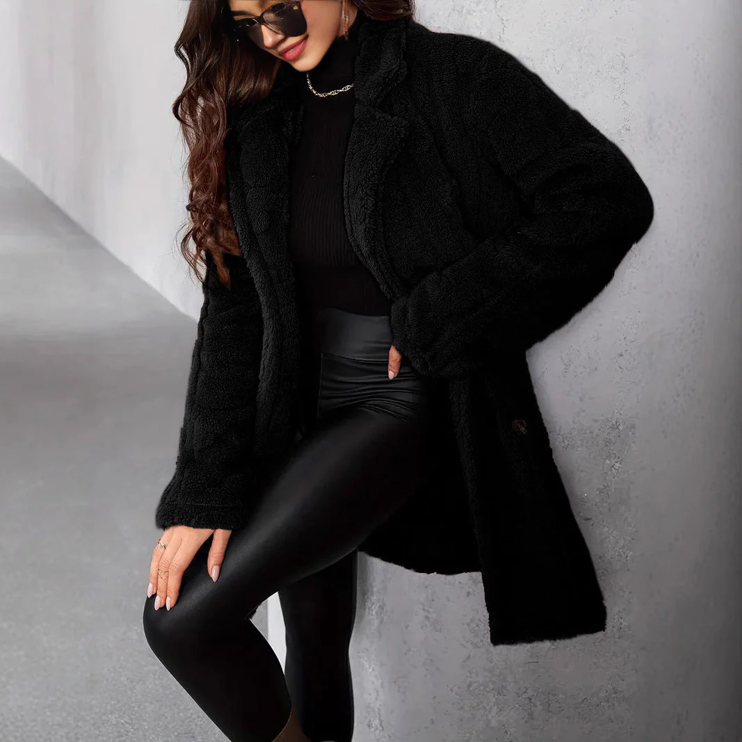 Dames Oversized Fleecejas – Zwart, Warm en Comfortabel voor Casual en Herfstgebruik - Image 3