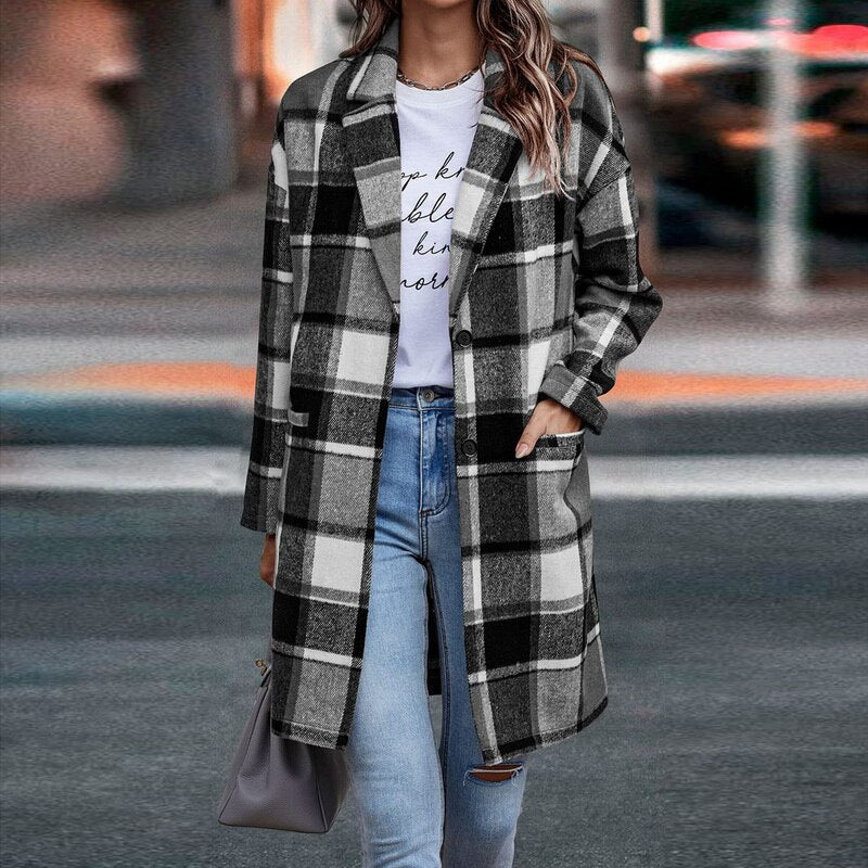 Dames Regular Fit Geruite Jas – Casual ruitpatroon, plaid check jas voor dagelijks gebruik - Image 5