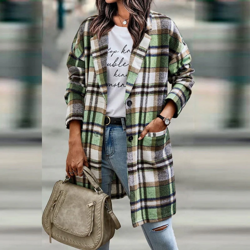 Dames Regular Fit Geruite Jas – Casual ruitpatroon, plaid check jas voor dagelijks gebruik - Image 7