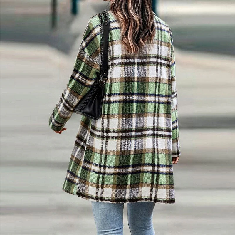 Dames Regular Fit Geruite Jas – Casual ruitpatroon, plaid check jas voor dagelijks gebruik - Image 8