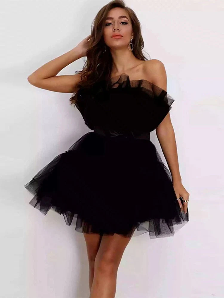 Dames Tulle Jurk – Feestelijk, Getailleerd, Geschikt voor Avondkleding