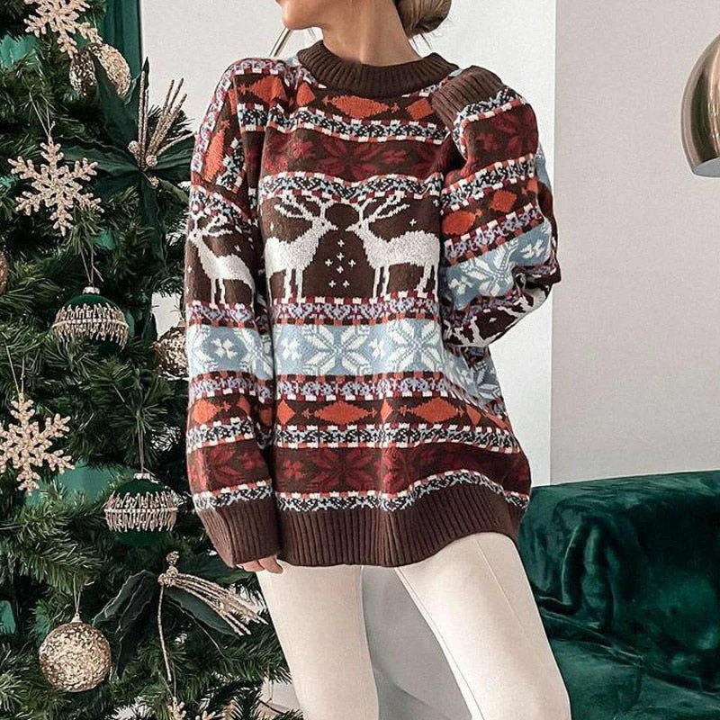 Dames Warme Kersttrui – Met Kerstprint, Wintertrui voor Kerstmis, Kerstfeest en Kerstborrel