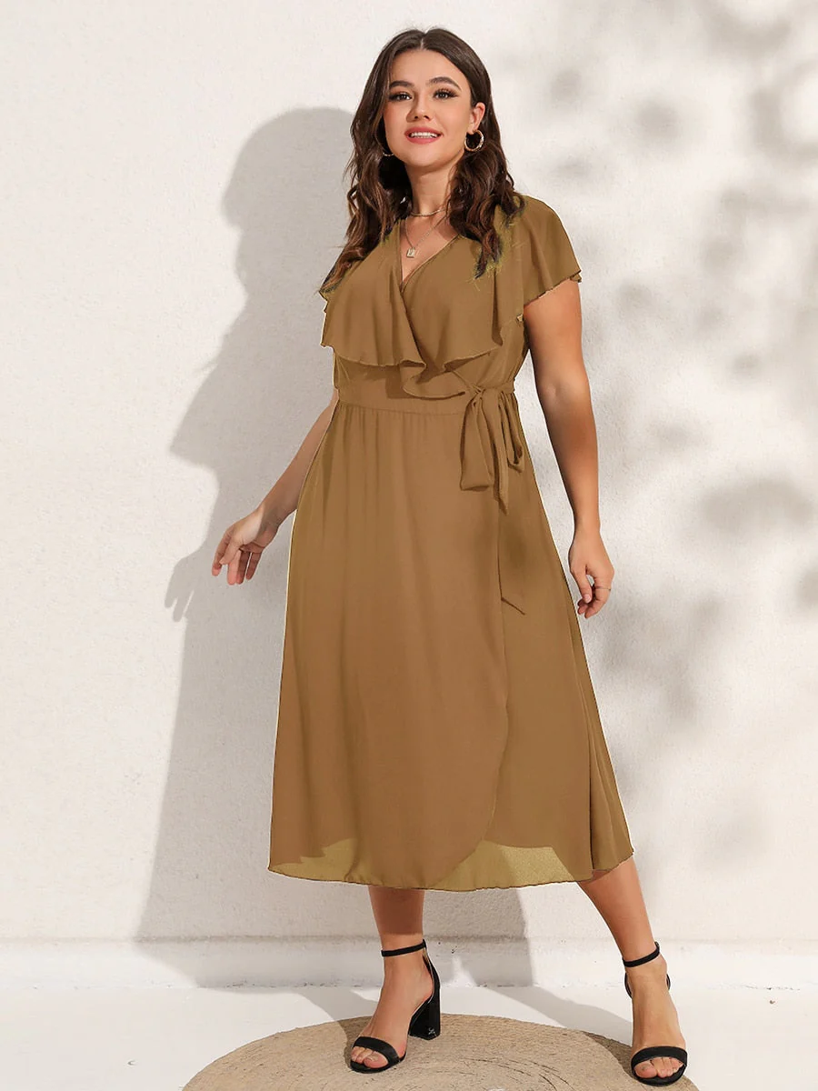 Elora - Wikkeljurk met Korte Mouwen en V-hals (Plus Size) - Image 4