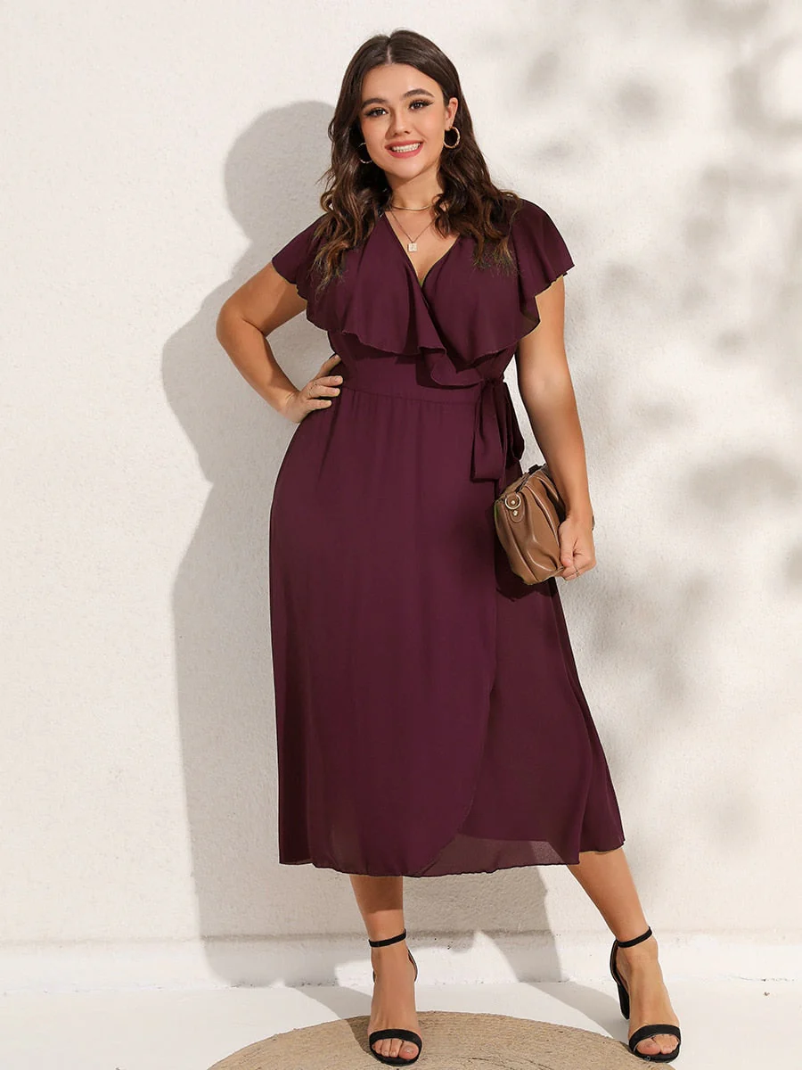 Elora - Wikkeljurk met Korte Mouwen en V-hals (Plus Size) - Image 5