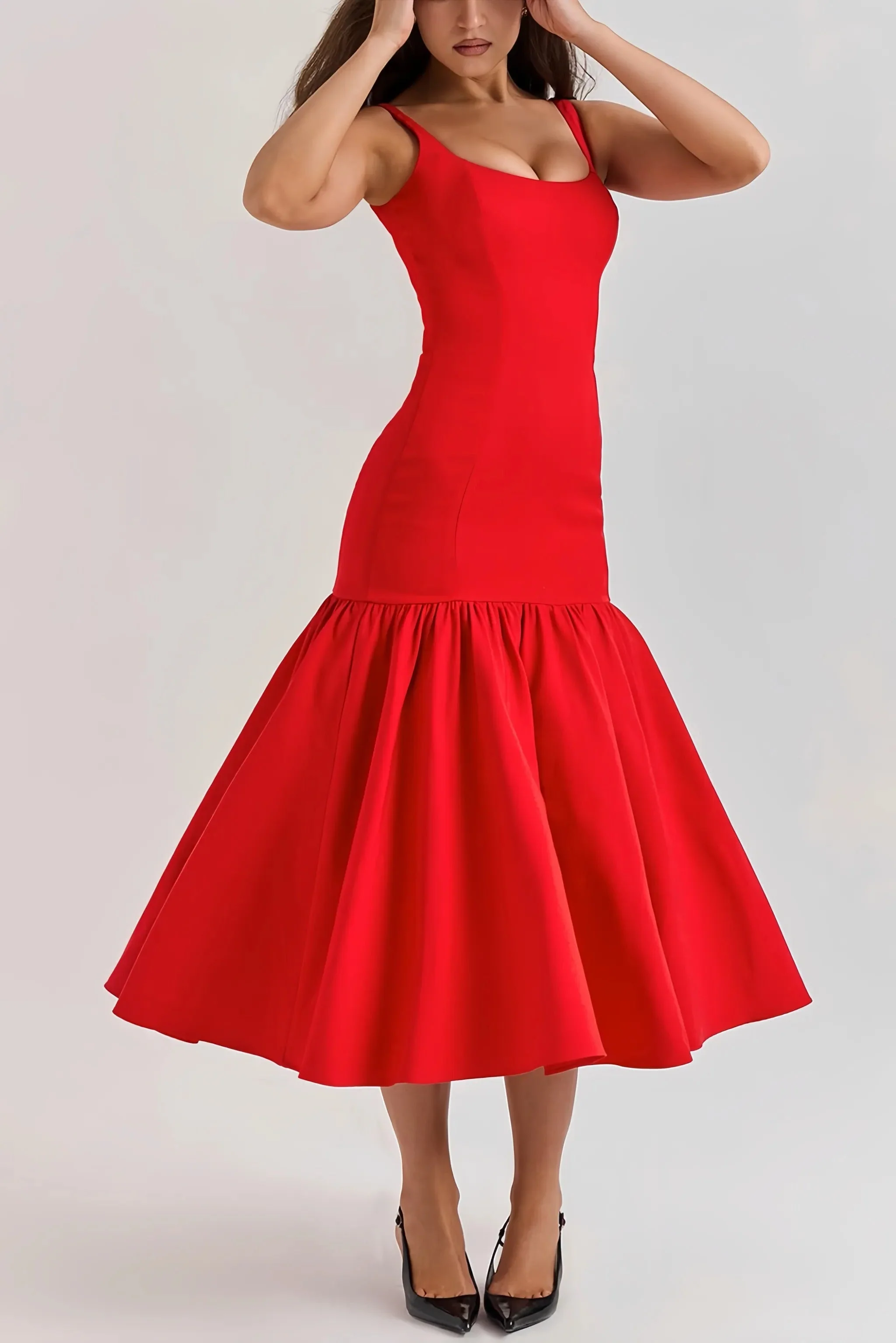 Eveline - Charmante Mouwloze Midi Jurk met Ruches - Image 5