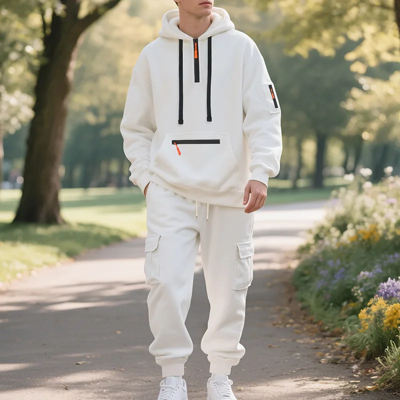 Heren Tweedelig Trainingspak – Comfortabel, Hoodie en Cargo Broek, Geschikt voor Casual en Sportieve Gelegenheden - Image 6
