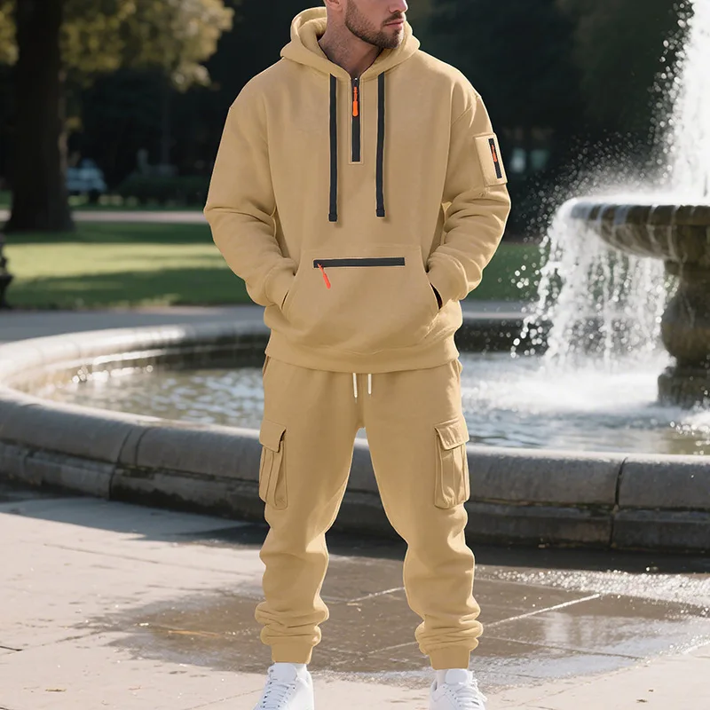 Heren Tweedelig Trainingspak – Comfortabel, Hoodie en Cargo Broek, Geschikt voor Casual en Sportieve Gelegenheden - Image 7