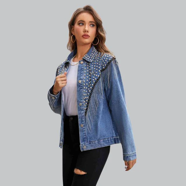 Livia - Chic Denimjasje met Parels - Image 2