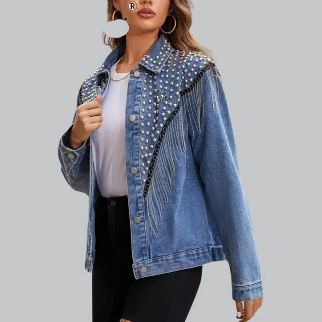 Livia - Chic Denimjasje met Parels - Image 3