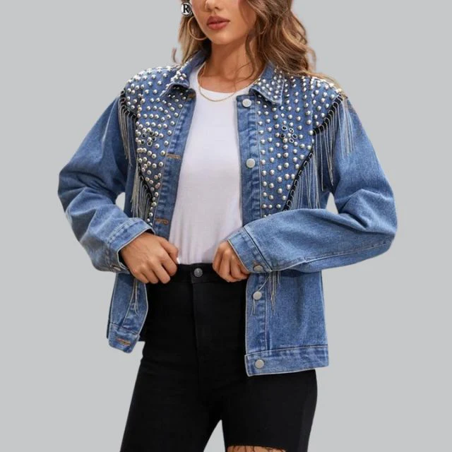 Livia - Chic Denimjasje met Parels - Image 5