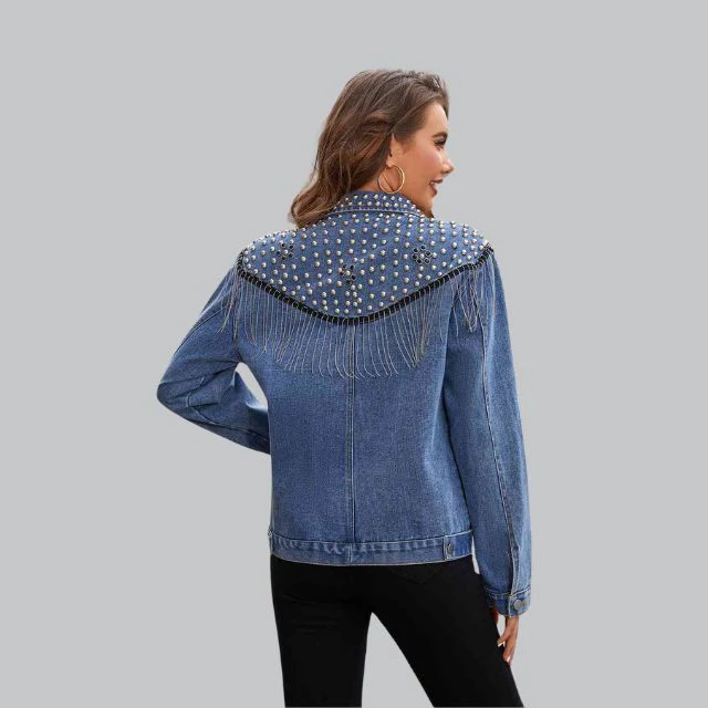 Livia - Chic Denimjasje met Parels - Image 7