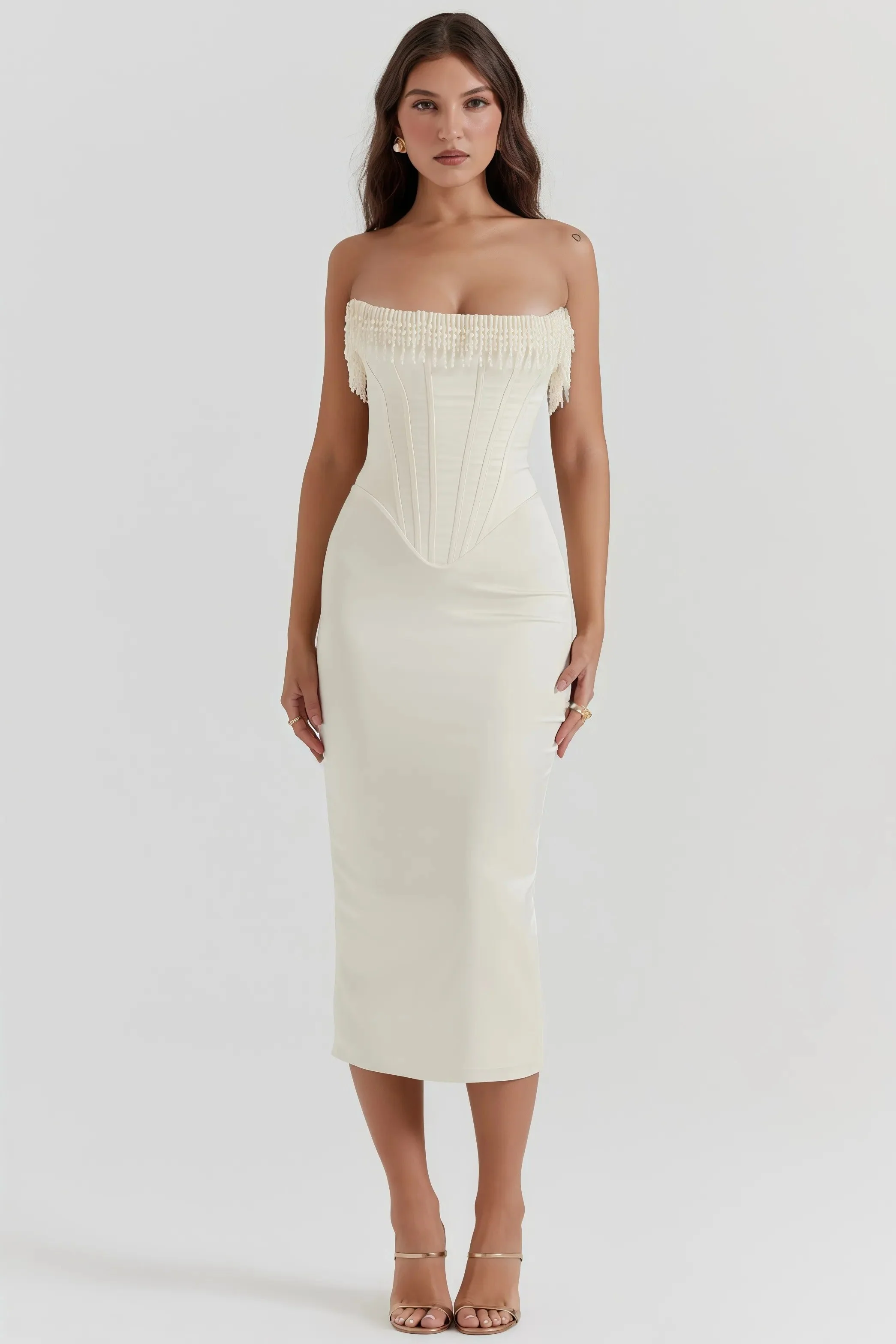 Milou - Crèmekleurige Strapless Midi-Jurk - Image 3