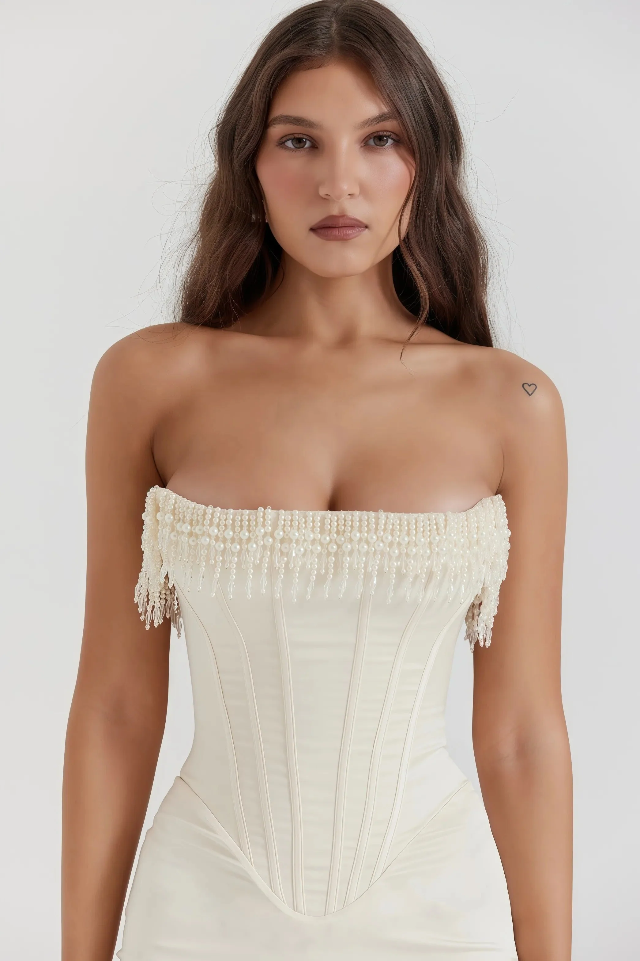 Milou - Crèmekleurige Strapless Midi-Jurk - Image 7