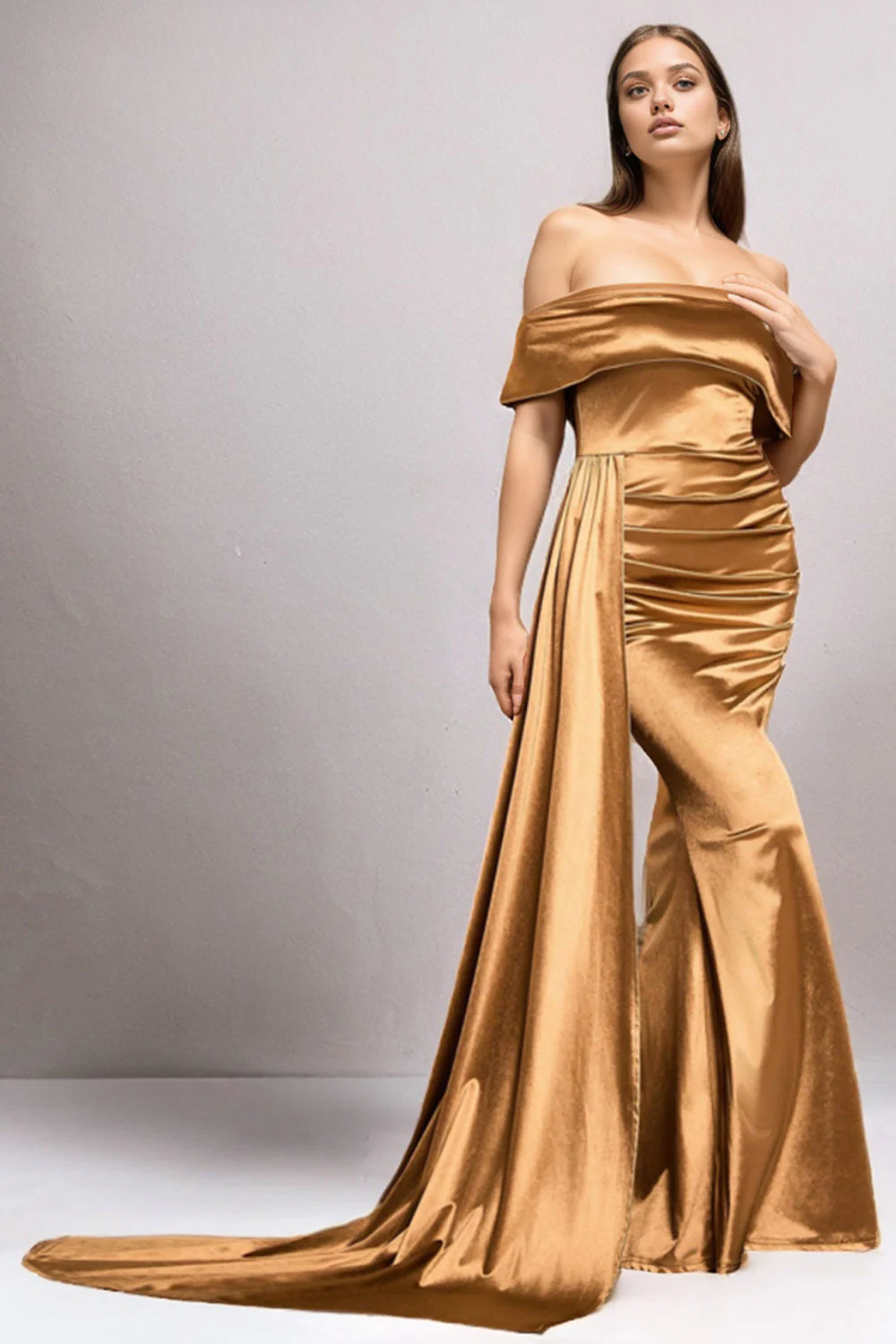 Seraphine - Off-Shoulder Satin Jurk - Image 10