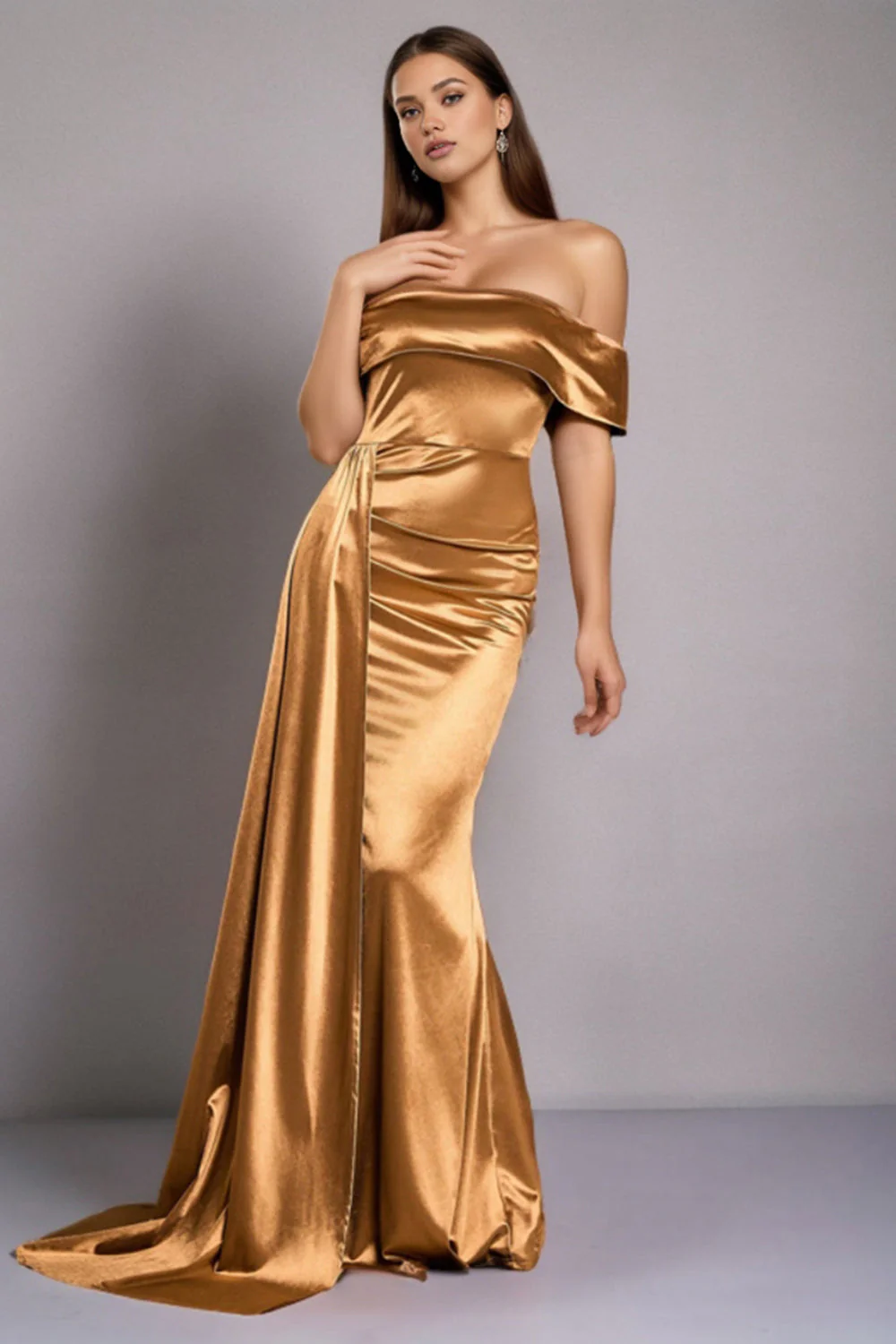 Seraphine - Off-Shoulder Satin Jurk - Image 4