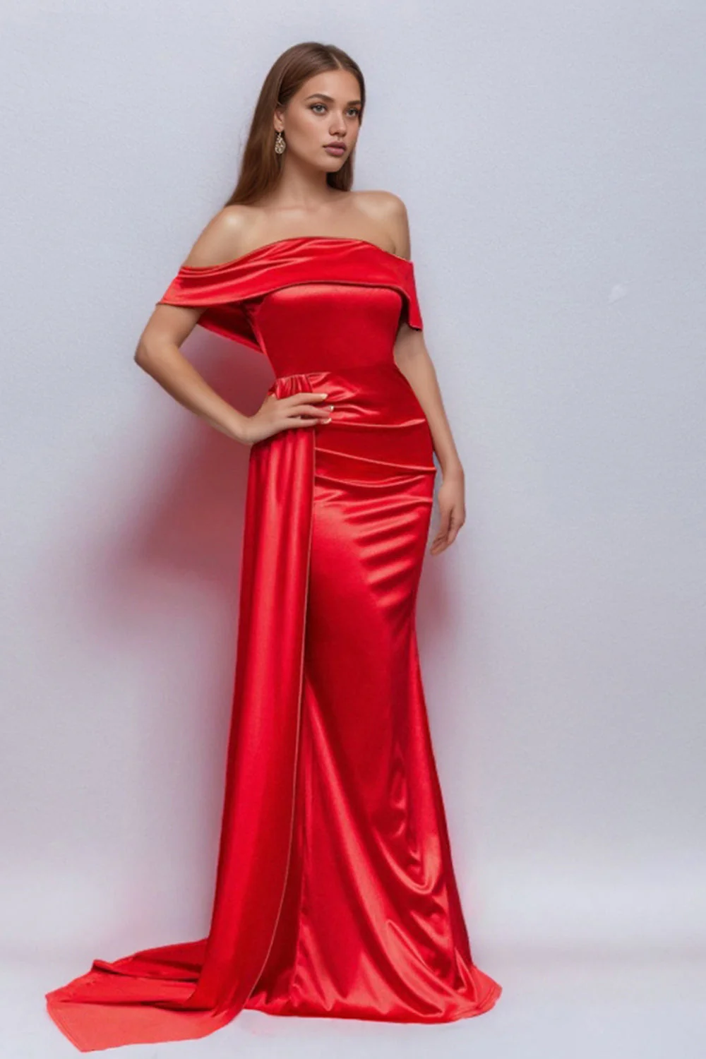 Seraphine - Off-Shoulder Satin Jurk - Image 7