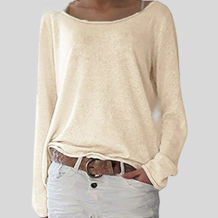 Wijd Uitlopende Hals Dames Top – Casual Comfortabele Stijl voor Elke Gelegenheid - Image 2