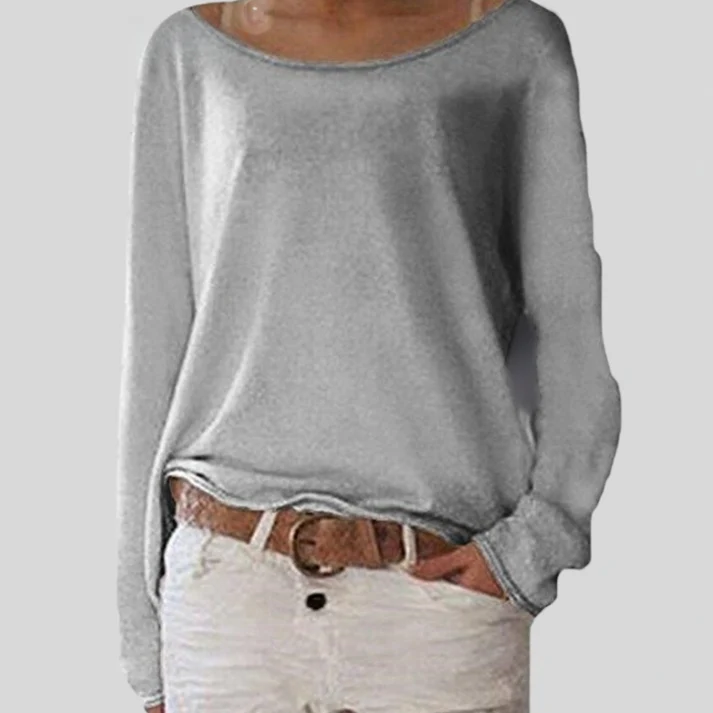 Wijd Uitlopende Hals Dames Top – Casual Comfortabele Stijl voor Elke Gelegenheid - Image 3