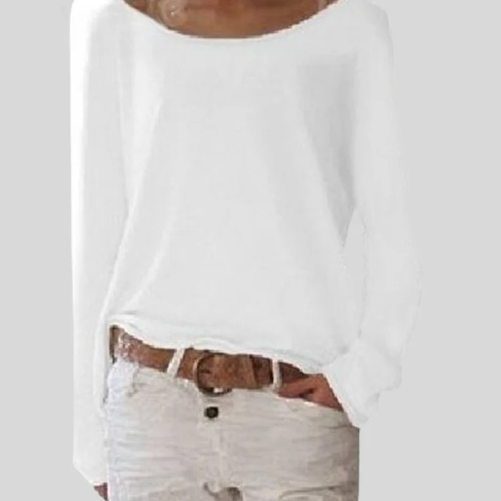 Wijd Uitlopende Hals Dames Top – Casual Comfortabele Stijl voor Elke Gelegenheid - Image 4